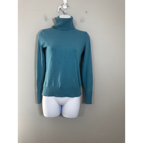Banana Republic Sweaters - Banana Republic Silk Cotton Cashmere Turtleneck Sweater Teal Blue Womens XS